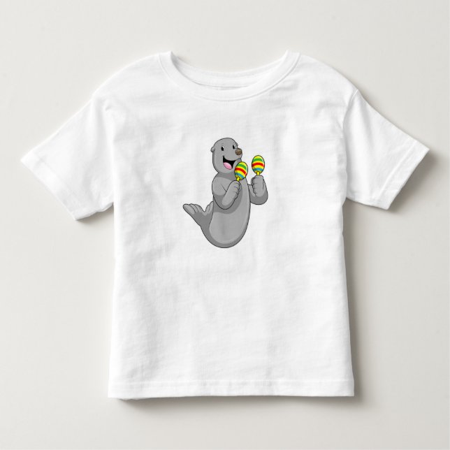 Camiseta Infantil Selo como músico com Maracas (Frente)