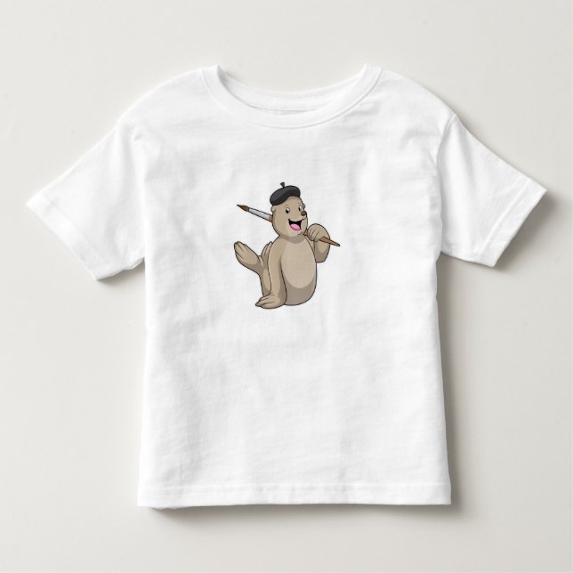 Camiseta Infantil Selo como Pintor com Pintor (Frente)