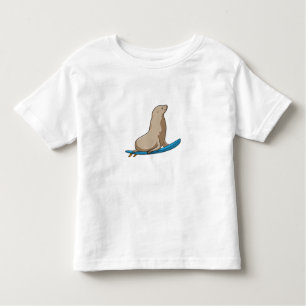 Camiseta Infantil Selo como Surfer com Surfboard