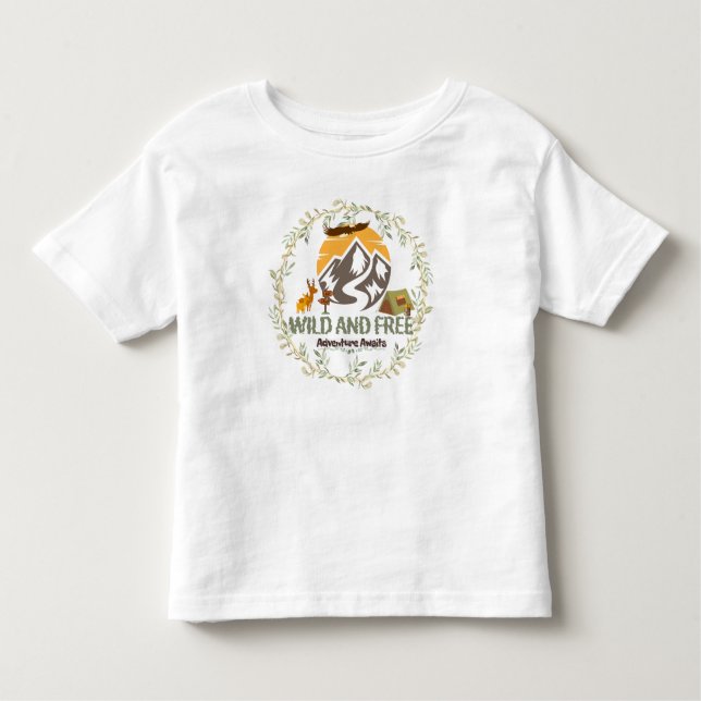 Camiseta Infantil Selvagem e Livre - A Aventura Aguarda O T-Shirt To (Frente)