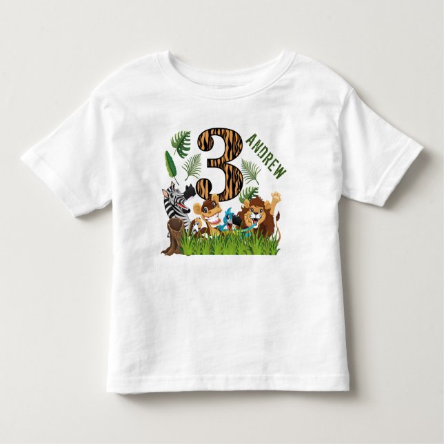 Camiseta Infantil Selvagem E Três aniversário de 3 anos (Frente)