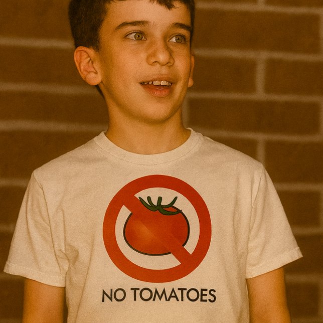 Camiseta Infantil 'Sem Tomates' (Criador carregado)