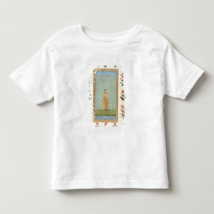 Camiseta Infantil Senhora segurando uma flor, parada por uma lagoa d