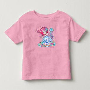 Camiseta Infantil Sereia aniversário de 3 anos Change Edit Text Per