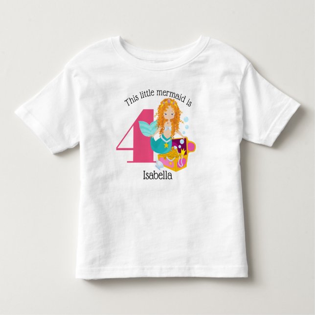 Camiseta Infantil Sereia Aniversário Personalizado (Frente)