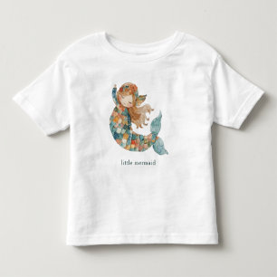 Camiseta Infantil Sereia tonalidades azuis