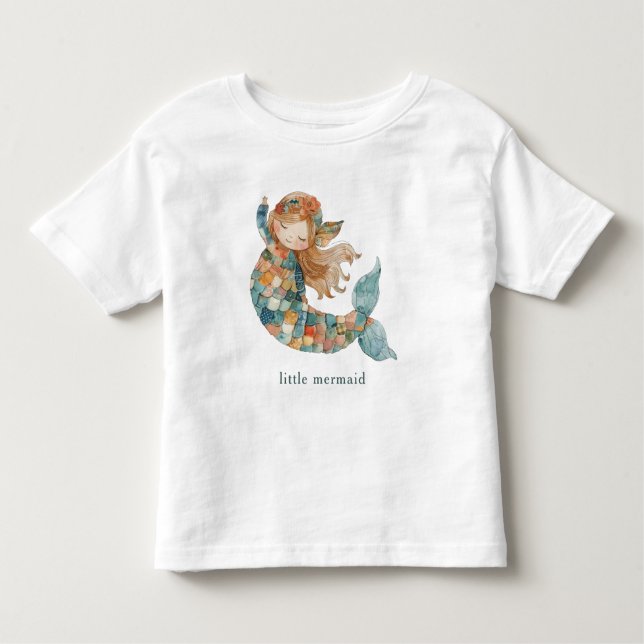 Camiseta Infantil Sereiazinha Tons de Azul (Frente)