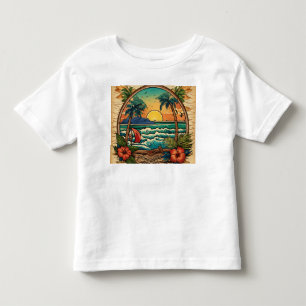 Camiseta Infantil Serenidade por Sol: Cena Tranquila de Praia T-Shir