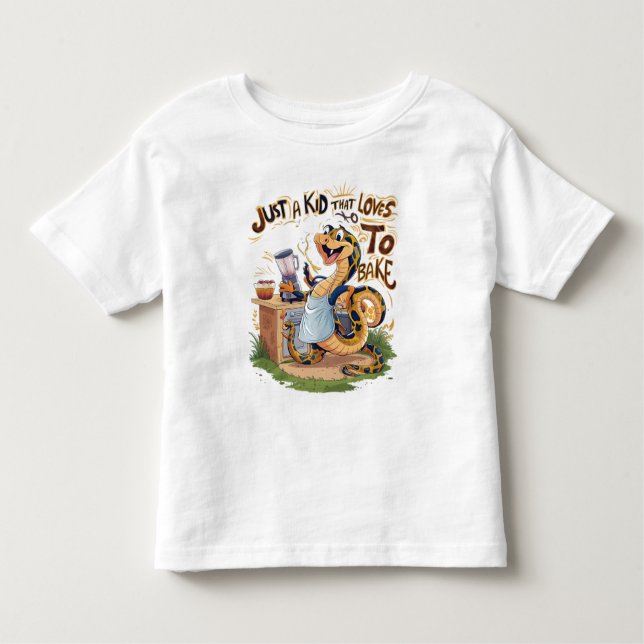 Camiseta Infantil Serpente Culinária: Uma Cobra num Apron (Frente)
