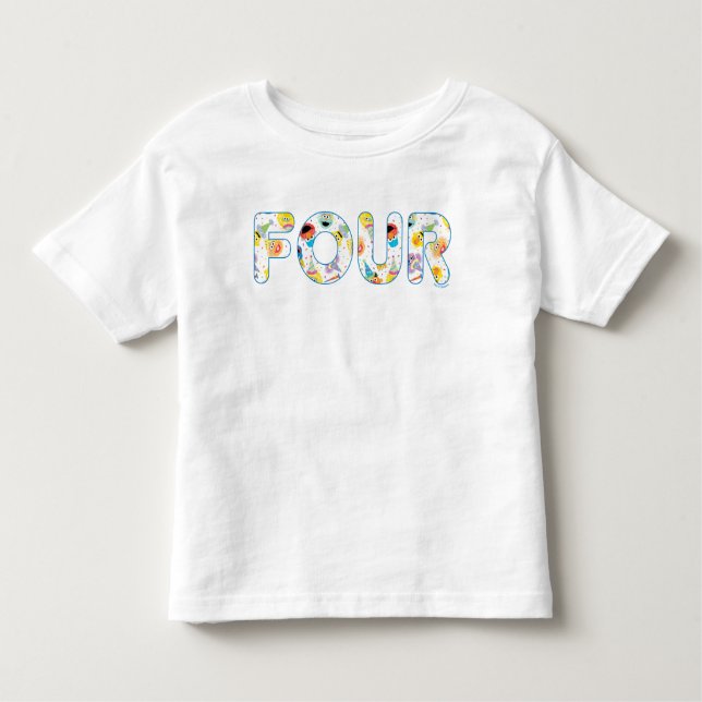 Camiseta Infantil Sesame Street Confetti Padrão Quarto Aniversário (Frente)