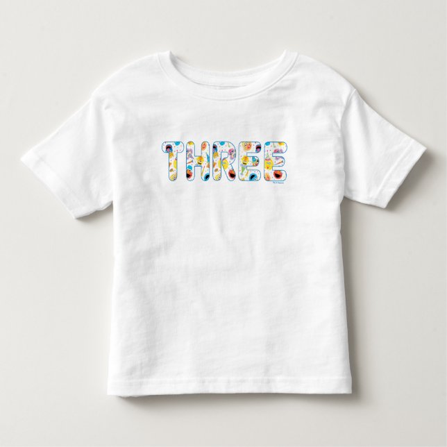 Camiseta Infantil Sesame Street Confetti Padrão Terceiro Aniversário (Frente)