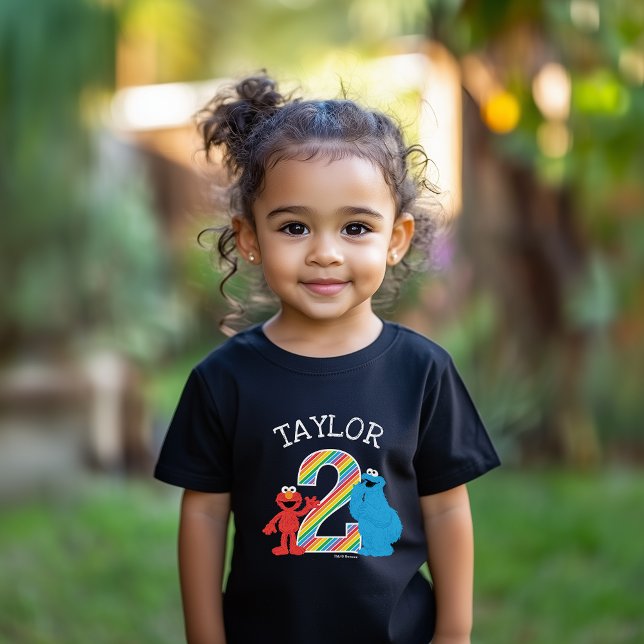 Camiseta Infantil Sesame Street Pals Chalkboard segundo aniversário  (Criador carregado)