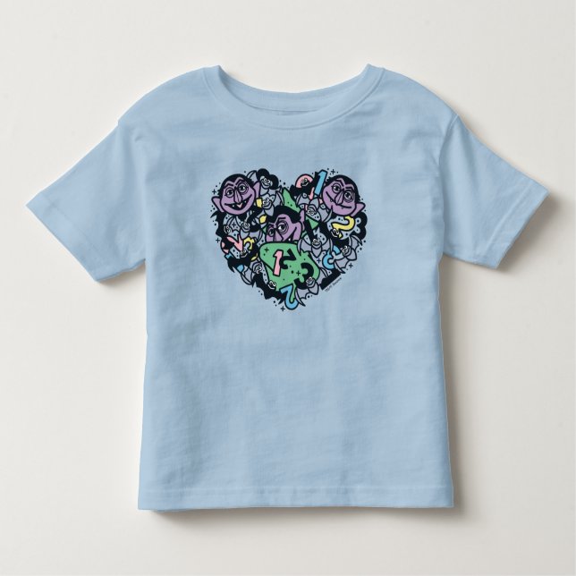 Camiseta Infantil Sésamo Sésamo | Conde von Count Doodle Heart (Frente)