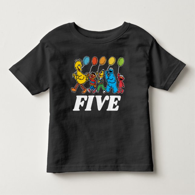 Camiseta Infantil Sésamo Street Pals | 5 Birthday Balloons Toddler (Frente)