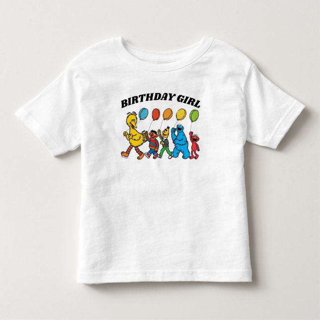 Camiseta Infantil Sésamo Street Pals | Aniversário da Garota de Aniv (Frente)