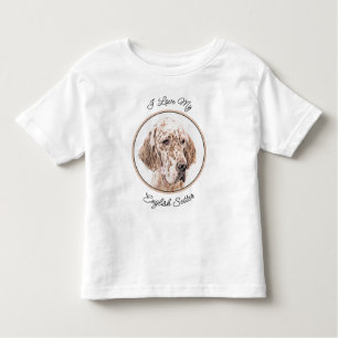 Camiseta Infantil Setter Inglês Laranja Belton Pintando Arte Cão