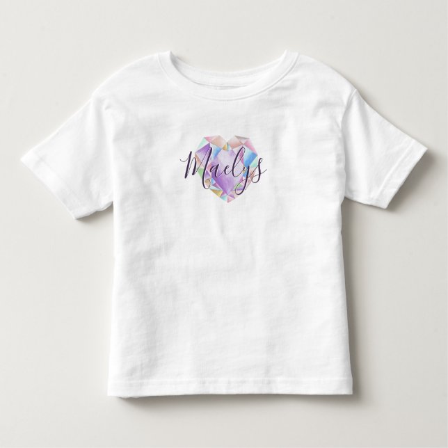 Camiseta Infantil Seu nome aqui é Pastel Rainbow Heart Diamond (Frente)