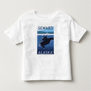 Camiseta Infantil Seward, AlaskaOrca e cena da vitela