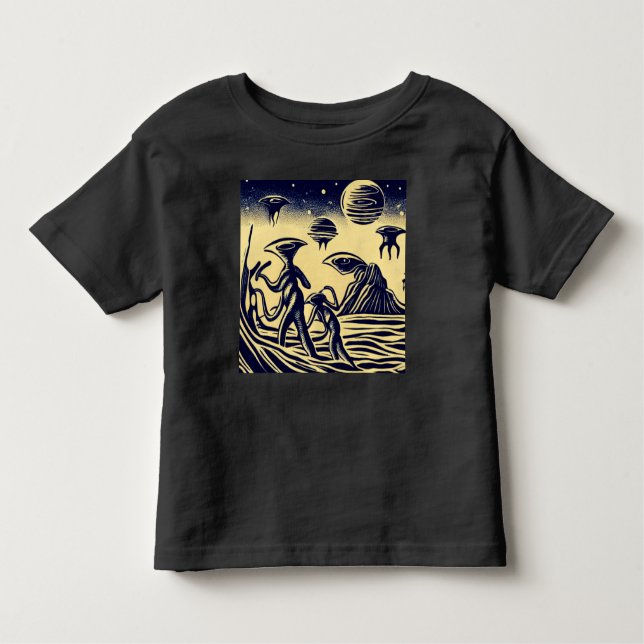 Camiseta Infantil SF - Aliens Em Um Pavimento Estranho 1 (Frente)