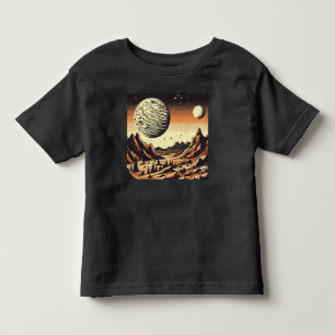 Camiseta Infantil SF Mars Landscape Woodcut 1