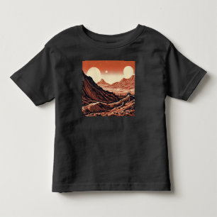 Camiseta Infantil SF Mars Landscape Woodcut 4