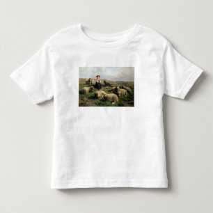 Camiseta Infantil Shepherdess com carneiros em uma paisagem