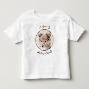 Camiseta Infantil Shetland Sheepdog Puppy Pintura Original