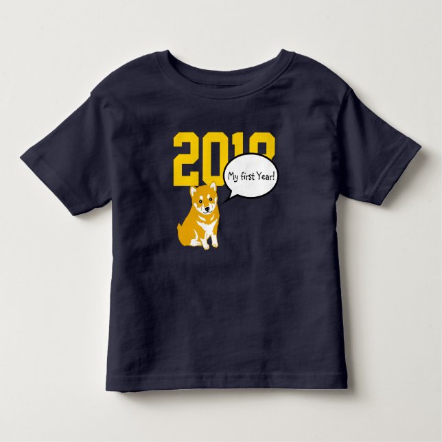 Camiseta Infantil Shiba Cachorro Ano 2018 Bebê Tee (Frente)