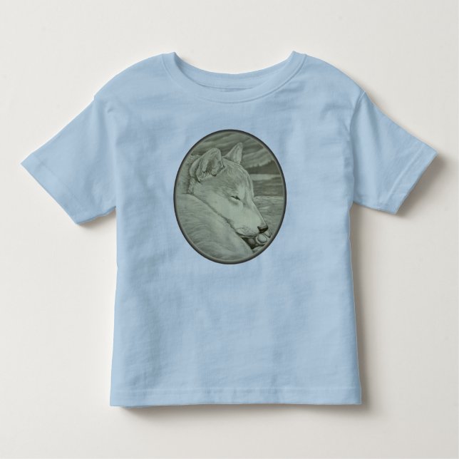 Camiseta Infantil Shiba Inu T-shirt Art Kid's Dog Lover Shirts Gift (Frente)