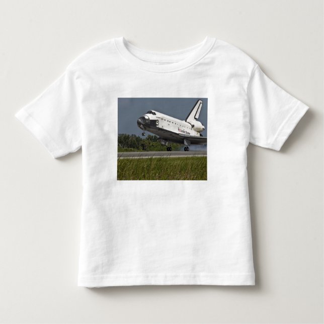 Camiseta Infantil Shuttle Endeavor pousando o Centro Espacial Kenned (Frente)