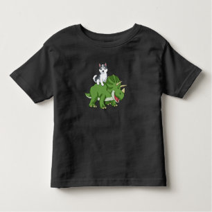 Camiseta Infantil Siberian Husky Oferece Tricerátops