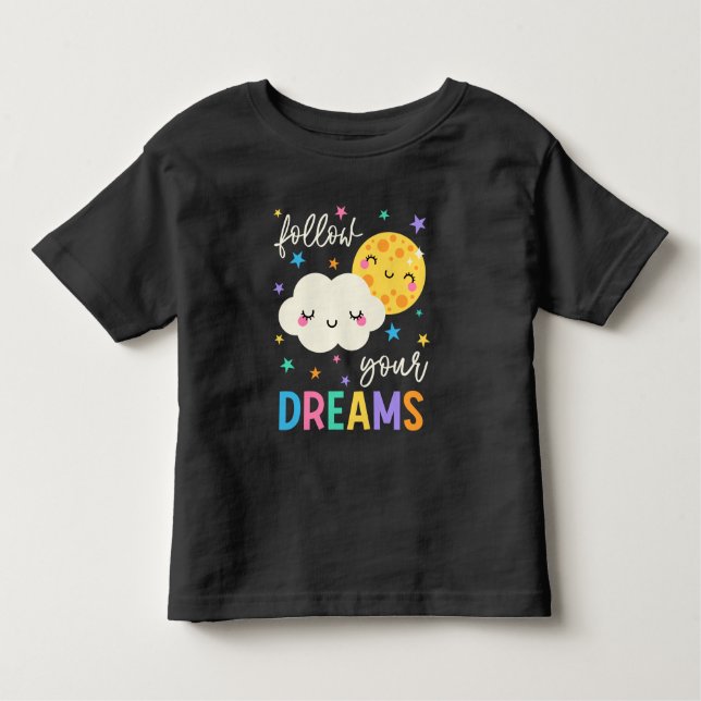 Camiseta Infantil Siga seus sonhos | Nuvem e Lua (Frente)