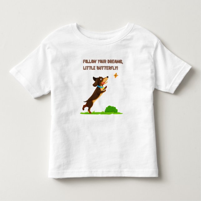 Camiseta Infantil Siga Seus Sonhos, Pequena Borboleta (Frente)