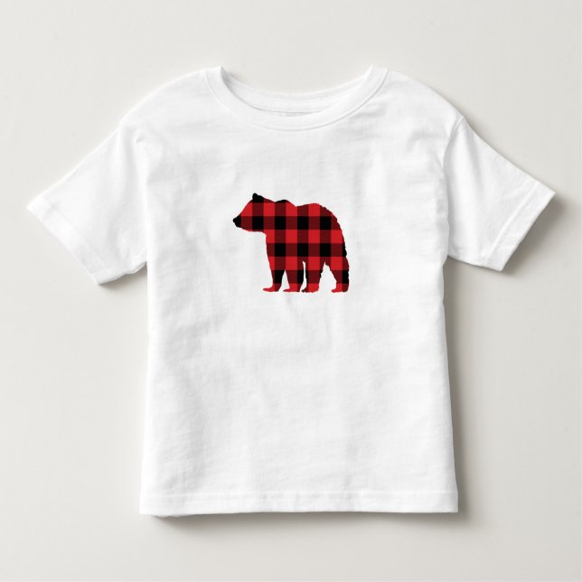 Camiseta Infantil Silhouette de Padrão de Verificação de Búfalo (Frente)