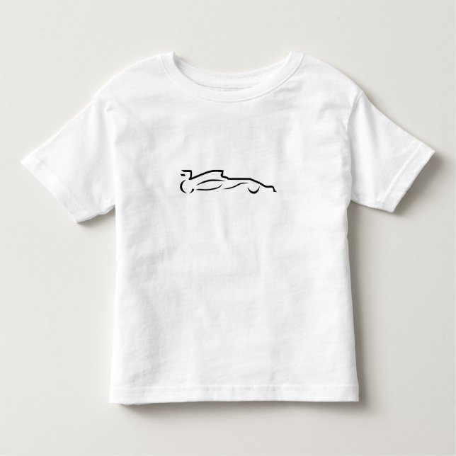 Camiseta Infantil Silhueta de desenho de linha de carro de corrida (Frente)