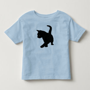 Camiseta Infantil Silhueta de gatinho preto fofo com rabo erguido
