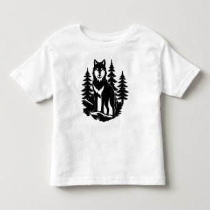 Camiseta Infantil Silhueta de Lobo na Floresta
