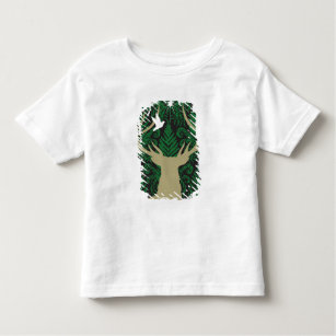 Camiseta Infantil Silhueta de um cervo, de uma pomba e de uma