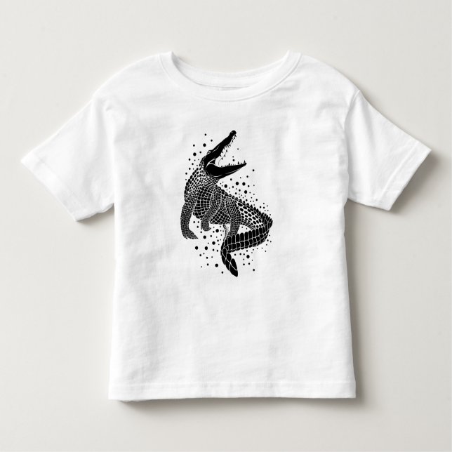 Camiseta Infantil Silhueta Preta de um Crocodilo (Frente)