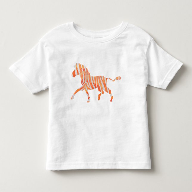 Camiseta Infantil Silhuette de Zebra Laranja e Branca (Frente)