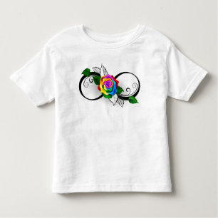 Camiseta Infantil Símbolo Infinito com Rosa do Arco-Íris