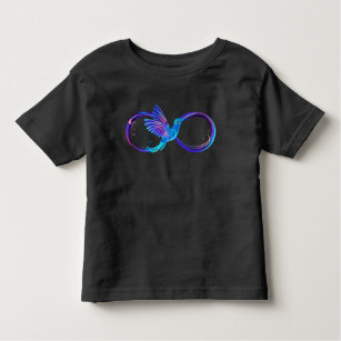 Camiseta Infantil Símbolo Neon Infinity com Hummingbird brilhante