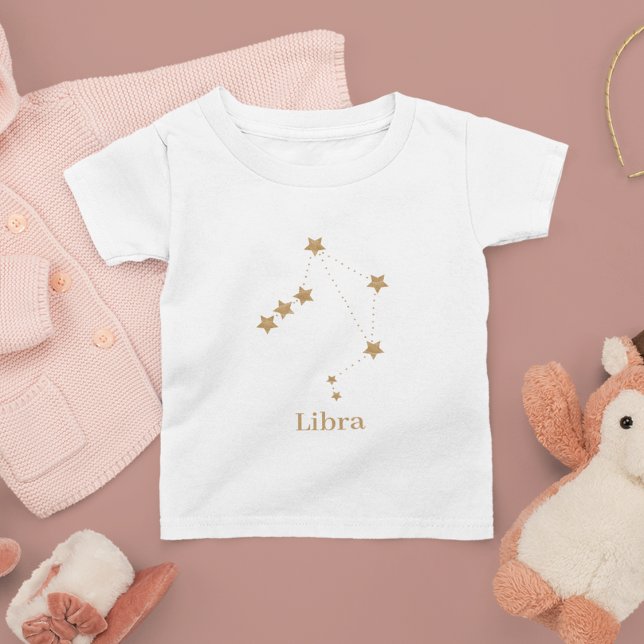 Camiseta Infantil Símbolo Zodiac Moderno Dourado Libra | Ar de eleme (Criador carregado)