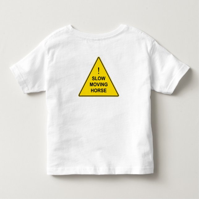 Camiseta Infantil Sinal de "Cavalo Movido Lento" Amarelo Engraçado (Verso)