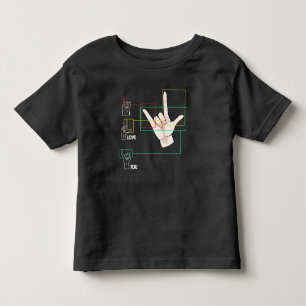 Camiseta Infantil Sinal de Língua Americana Sinal Sinal ASL Amo Voc
