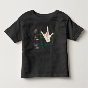 Camiseta Infantil Sinal de Língua Americana Sinal Sinal ASL Amo Você