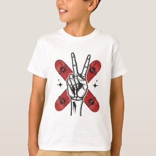 Camiseta Infantil Sinal de Paz Esqueleto Legal Ska