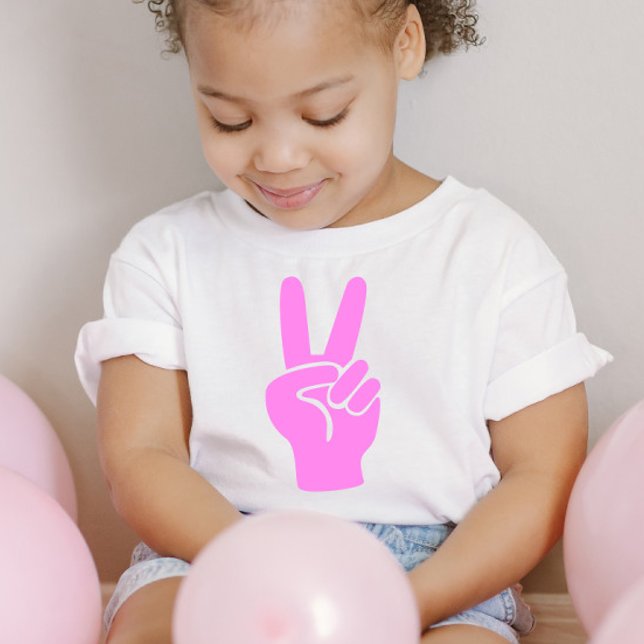 Camiseta Infantil Sinal de Saída de Paz de segundo aniversário Rosa  (Criador carregado)