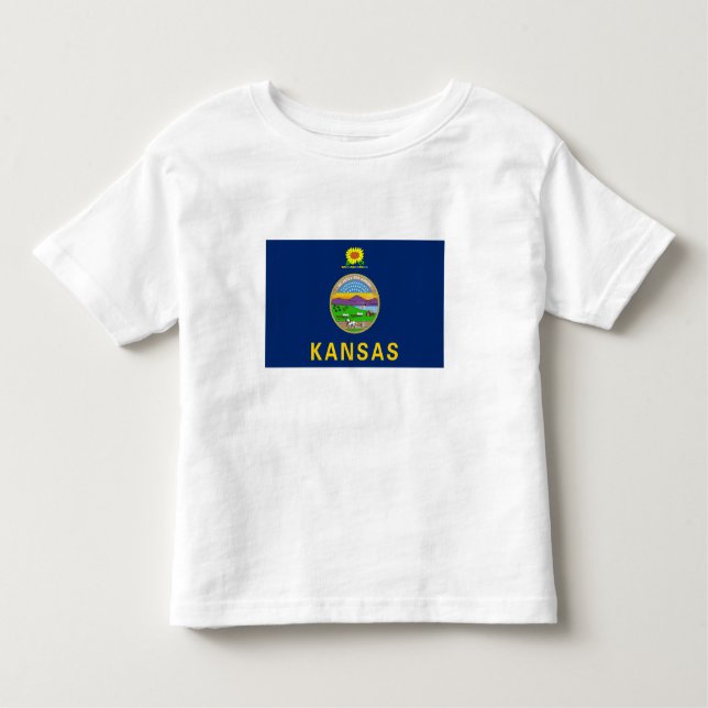 Camiseta Infantil Sinalizador do Estado do Kansas (Frente)