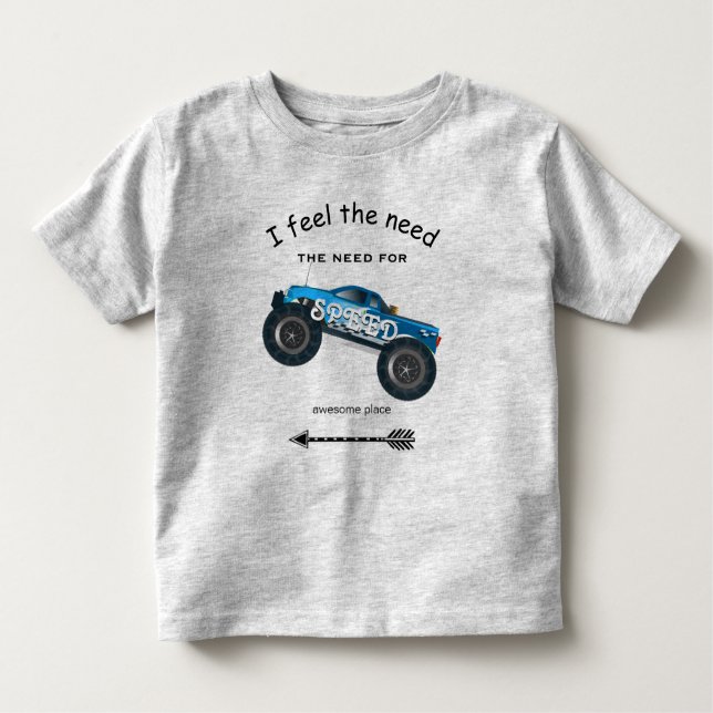 Camiseta Infantil Sinto a Necessidade de Velocidade Seta & Caminhão  (Frente)